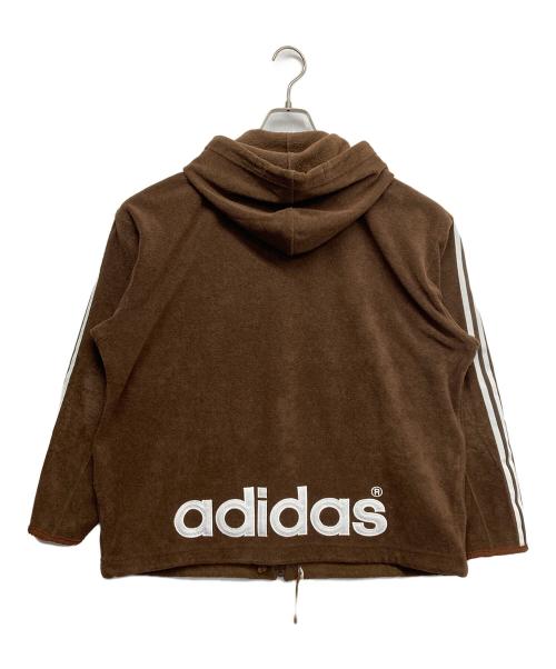 adidas（アディダス）adidas (アディダス) パイル地ロゴパーカー ホワイト×ブラウン サイズ:M-Lの古着・服飾アイテム