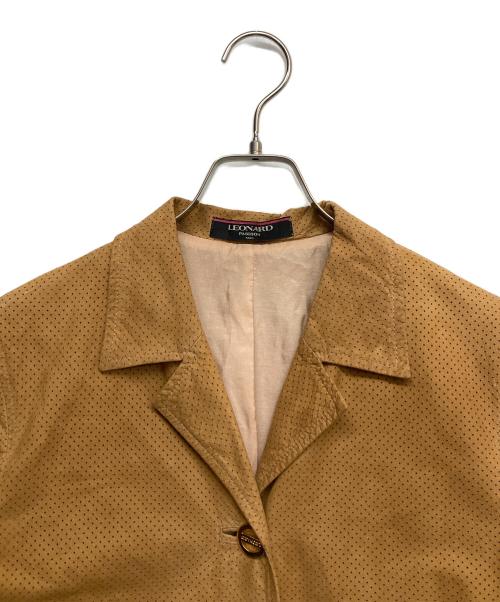 LEONARD FASHION（レオナールファッション）LEONARD FASHION (レオナールファッション) ロゴボタンテーラードジャケット ブラウン サイズ:9Rの古着・服飾アイテム