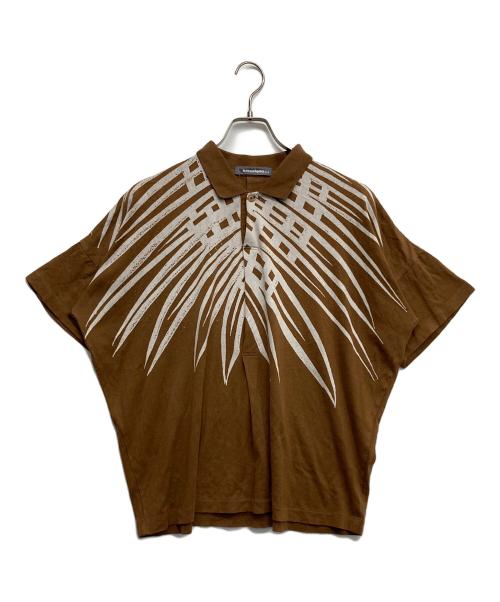 ISSEY MIYAKE MEN（イッセイミヤケメン）ISSEY MIYAKE MEN (イッセイミヤケメン) ポロシャツ ホワイト×ブラウン サイズ:Fの古着・服飾アイテム