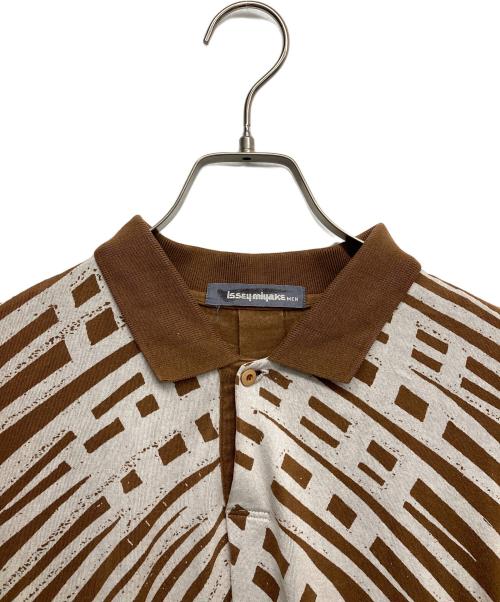 ISSEY MIYAKE MEN（イッセイミヤケメン）ISSEY MIYAKE MEN (イッセイミヤケメン) ポロシャツ ホワイト×ブラウン サイズ:Fの古着・服飾アイテム