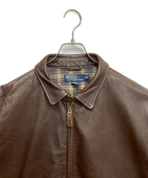 POLO RALPH LAUREN（ポロ・ラルフローレン）POLO RALPH LAUREN (ポロ・ラルフローレン) スイングトップレザージャケット ブラウン サイズ:XLの古着・服飾アイテム