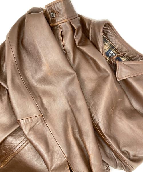 POLO RALPH LAUREN（ポロ・ラルフローレン）POLO RALPH LAUREN (ポロ・ラルフローレン) スイングトップレザージャケット ブラウン サイズ:XLの古着・服飾アイテム