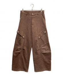DANDEL（ダンデル）の古着「DD studded pintuck cargo pants」｜ブラウン