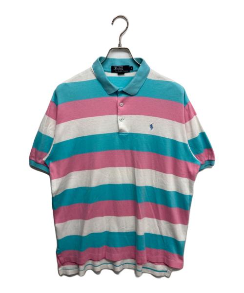POLO RALPH LAUREN（ポロ・ラルフローレン）POLO RALPH LAUREN (ポロ・ラルフローレン) ボーダーポロシャツ スカイブルー サイズ:Lの古着・服飾アイテム