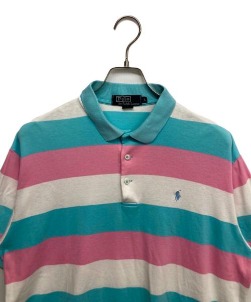 POLO RALPH LAUREN（ポロ・ラルフローレン）POLO RALPH LAUREN (ポロ・ラルフローレン) ボーダーポロシャツ スカイブルー サイズ:Lの古着・服飾アイテム