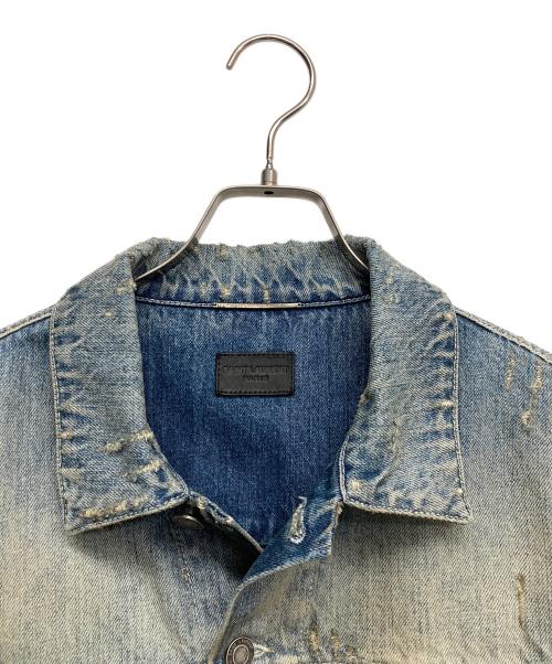 Saint Laurent Paris（サンローランパリ）Saint Laurent Paris (サンローランパリ) クラッシュ加工デニムトラッカージャケット ブルー サイズ:ｌの古着・服飾アイテム
