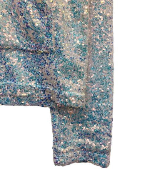 masu（エムエーエスユー）MASU (エムエーエスユー) SEQUINS HOODIE ブルー×パープル サイズ:46の古着・服飾アイテム