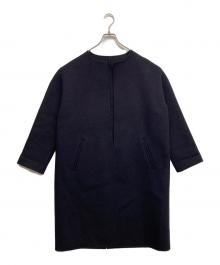 CINOH（チノ）の古着「ノーカラーウールカシミヤコート」｜ネイビー