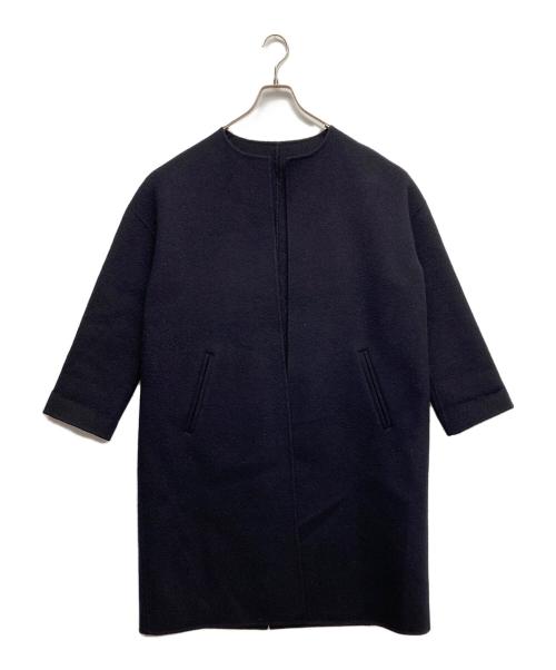 CINOH（チノ）CINOH (チノ) ノーカラーウールカシミヤコート ネイビー サイズ:Freeの古着・服飾アイテム
