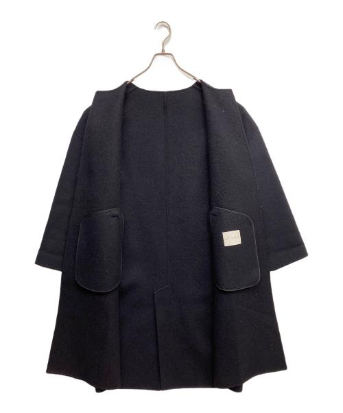 CINOH（チノ）CINOH (チノ) ノーカラーウールカシミヤコート ネイビー サイズ:Freeの古着・服飾アイテム