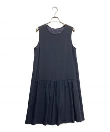 MaxMara（マックスマーラ）の古着「アセテートノースリーブワンピース」｜ネイビー