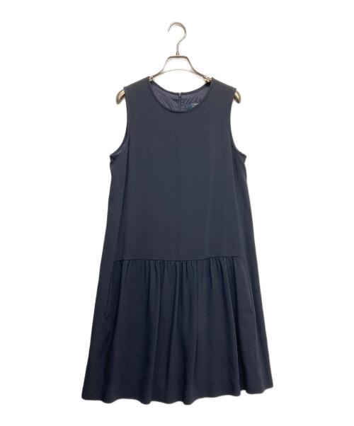MaxMara（マックスマーラ）MaxMara (マックスマーラ) アセテートノースリーブワンピース ネイビー サイズ:42の古着・服飾アイテム