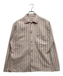 STEVEN ALAN（スティーブンアラン）の古着「C/S NEP BOX OPEN COLLAR SHIRT」｜レッド×アイボリー