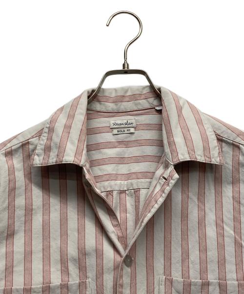 STEVEN ALAN（スティーブンアラン）STEVEN ALAN (スティーブンアラン) C/S NEP BOX OPEN COLLAR SHIRT レッド×アイボリー サイズ:ｌの古着・服飾アイテム