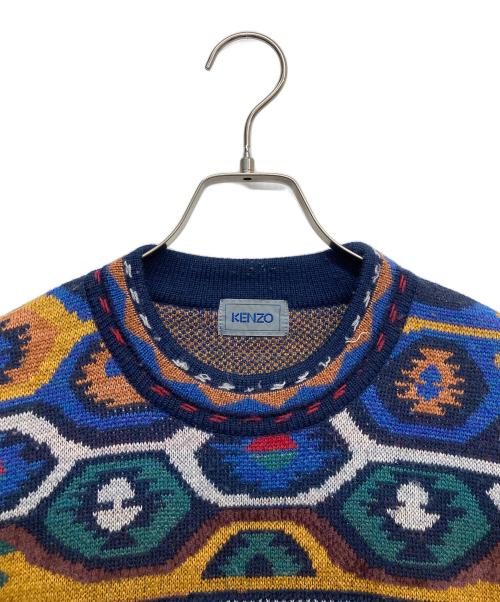KENZO（ケンゾー）KENZO (ケンゾー) マルチカラーニット ベージュ×ブルー サイズ:-の古着・服飾アイテム