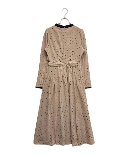 HER LIP TO（ハーリップトゥ）Her lip to (ハーリップトゥ) Heart Dot Bow Tie Chiffon Dress ネイビー×ベージュ サイズ:Mの古着・服飾アイテム