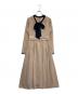 Her lip to（ハーリップトゥ）の古着「Heart Dot Bow Tie Chiffon Dress」｜ネイビー×ベージュ
