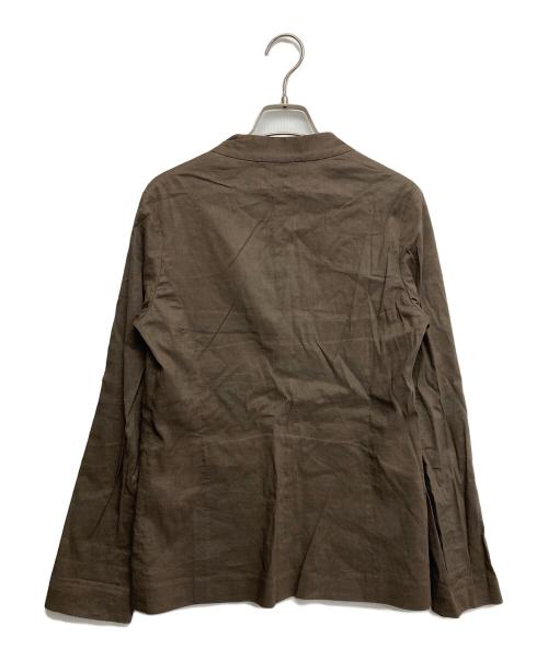 theory luxe（セオリーリュクス）theory luxe (セオリーリュクス) リネンブレンドノーカラージャケット ブラウン サイズ:36の古着・服飾アイテム