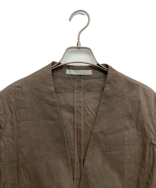 theory luxe（セオリーリュクス）theory luxe (セオリーリュクス) リネンブレンドノーカラージャケット ブラウン サイズ:36の古着・服飾アイテム