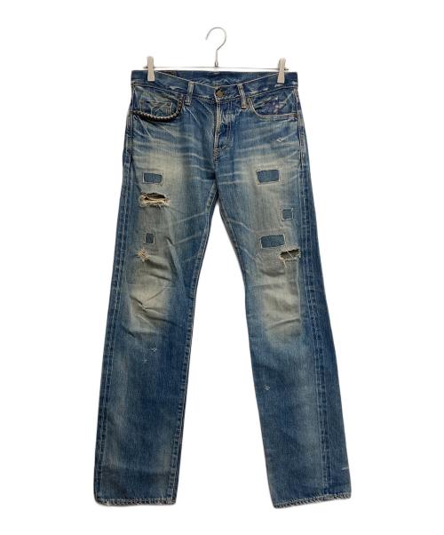 Hysteric Glamour（ヒステリックグラマー）Hysteric Glamour (ヒステリックグラマー) スタッズ小窓ダメージデニムパンツ インディゴ サイズ:30の古着・服飾アイテム