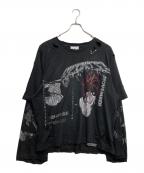 FreeWorldOrdeフリーワールドオーダー）の古着「ダメージロングスリーブTシャツ」｜ブラック
