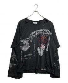 FreeWorldOrde（フリーワールドオーダー）の古着「ダメージロングスリーブTシャツ」｜ブラック
