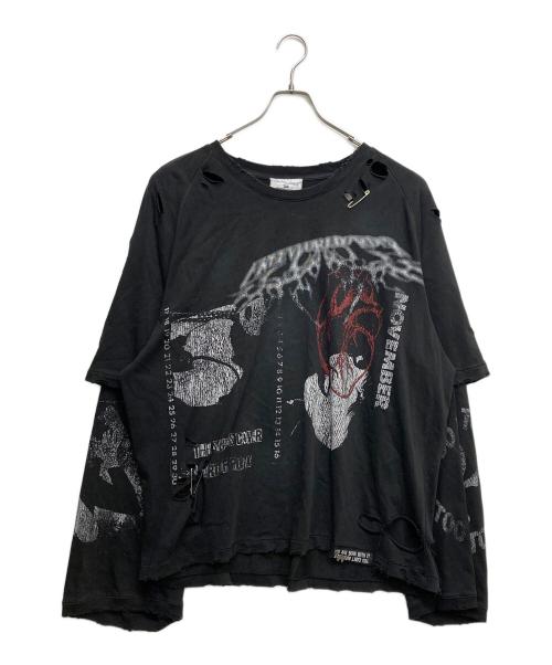 FreeWorldOrde（フリーワールドオーダー）FreeWorldOrde (フリーワールドオーダー) ダメージロングスリーブTシャツ ブラック サイズ:Lの古着・服飾アイテム