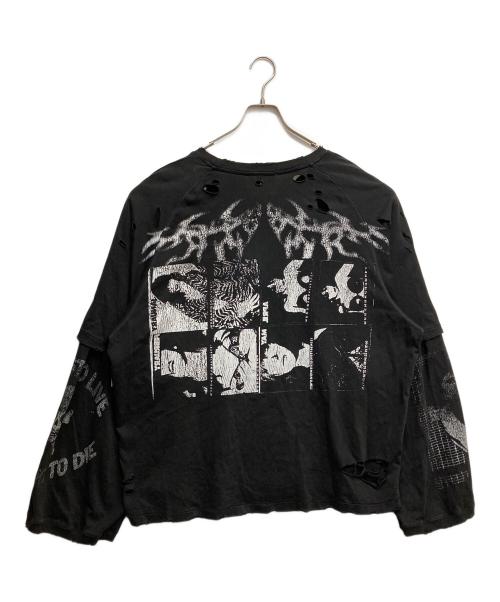 FreeWorldOrde（フリーワールドオーダー）FreeWorldOrde (フリーワールドオーダー) ダメージロングスリーブTシャツ ブラック サイズ:Lの古着・服飾アイテム