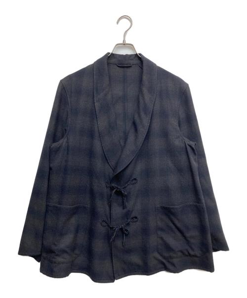 COMOLI（コモリ）COMOLI (コモリ) ウールチェック ショールカラージャケット ネイビー サイズ:2の古着・服飾アイテム