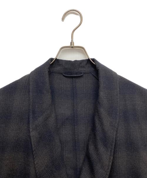 COMOLI（コモリ）COMOLI (コモリ) ウールチェック ショールカラージャケット ネイビー サイズ:2の古着・服飾アイテム