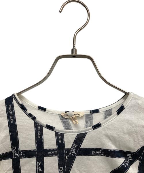 HERMES（エルメス）HERMES (エルメス) ボルデュック リボンプリントtシャツ ホワイト サイズ:Mの古着・服飾アイテム