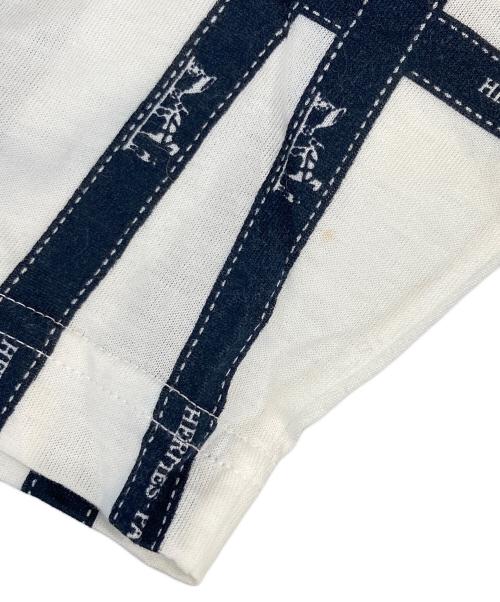 HERMES（エルメス）HERMES (エルメス) ボルデュック リボンプリントtシャツ ホワイト サイズ:Mの古着・服飾アイテム
