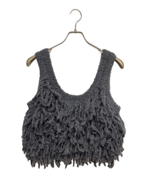 anuke（アンヌーク）anuke (アンヌーク) Fringe Knit Bustier ブラック サイズ:Fの古着・服飾アイテム