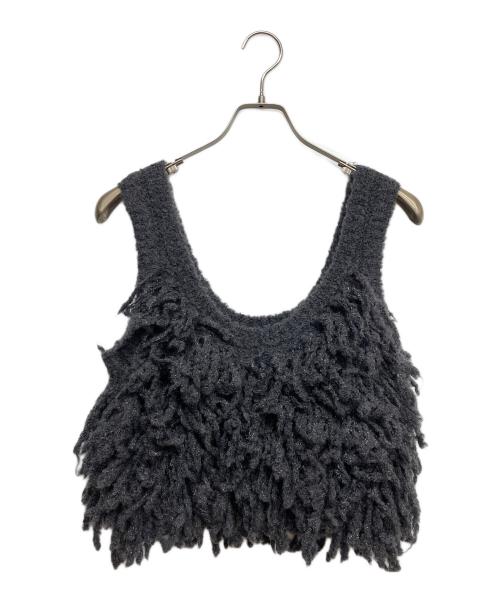 anuke（アンヌーク）anuke (アンヌーク) Fringe Knit Bustier ブラック サイズ:Fの古着・服飾アイテム