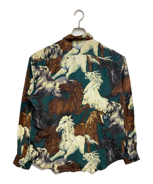 OLD KENZO（オールド ケンゾウ）OLD KENZO (オールド ケンゾウ) ホースプリントシルクL/Sシャツ グリーン サイズ:Fの古着・服飾アイテム