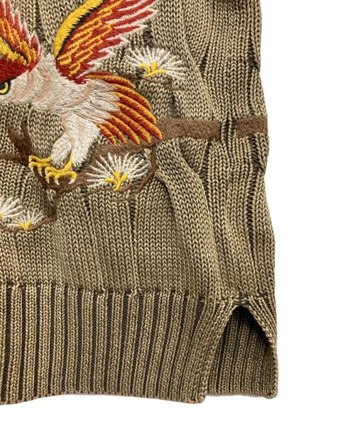 POLO RALPH LAUREN（ポロ・ラルフローレン）POLO RALPH LAUREN (ポロ・ラルフローレン) 星条旗イーグル刺繍ケーブルニット グリーン サイズ:Lの古着・服飾アイテム