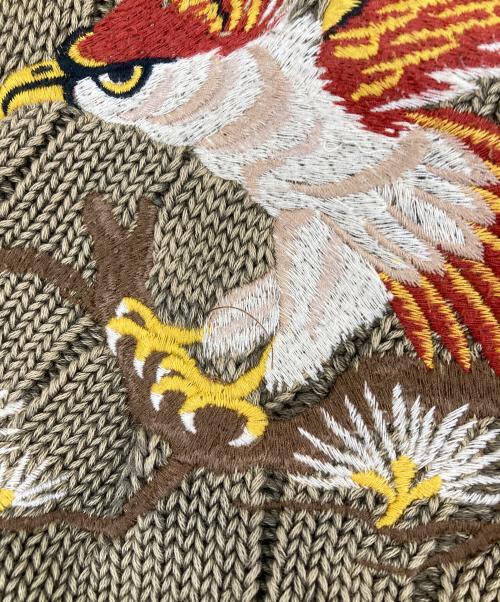 POLO RALPH LAUREN（ポロ・ラルフローレン）POLO RALPH LAUREN (ポロ・ラルフローレン) 星条旗イーグル刺繍ケーブルニット グリーン サイズ:Lの古着・服飾アイテム