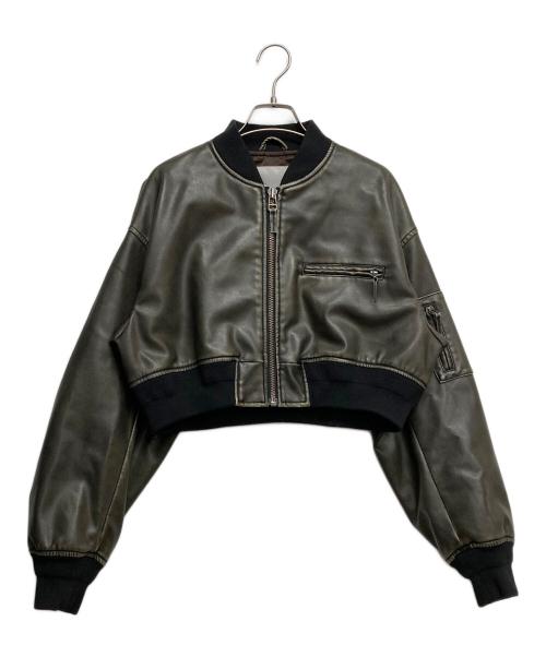 SLY（スライ）SLY (スライ) VINTAGE F／LEATHER CROP ブルゾン ブラウン サイズ:1の古着・服飾アイテム