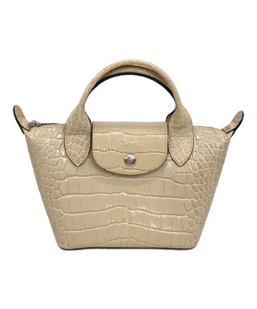 LONGCHAMP（ロンシャン）LONGCHAMP (ロンシャン) 型押し2WAYショルダーバッグ ベージュの古着・服飾アイテム