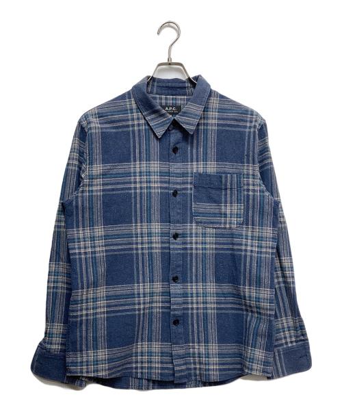 A.P.C.（アーペーセー）A.P.C. (アーペーセー) コットンチェックL/Sシャツ ブルー サイズ:Mの古着・服飾アイテム