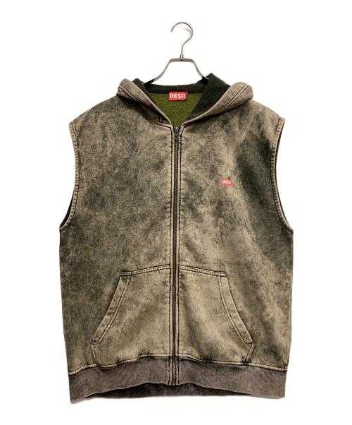 DIESEL（ディーゼル）DIESEL (ディーゼル) S-BOX-SL-ZIP フーデッドベスト ブラック サイズ:Lの古着・服飾アイテム