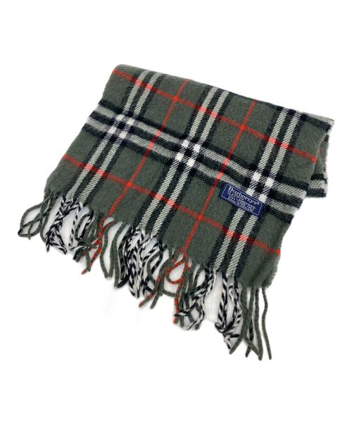 Burberry's（バーバリーズ）Burberry's (バーバリーズ) ウールマフラー レッド×グレーの古着・服飾アイテム