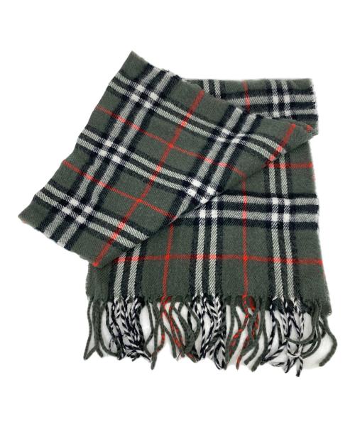Burberry's（バーバリーズ）Burberry's (バーバリーズ) ウールマフラー レッド×グレーの古着・服飾アイテム