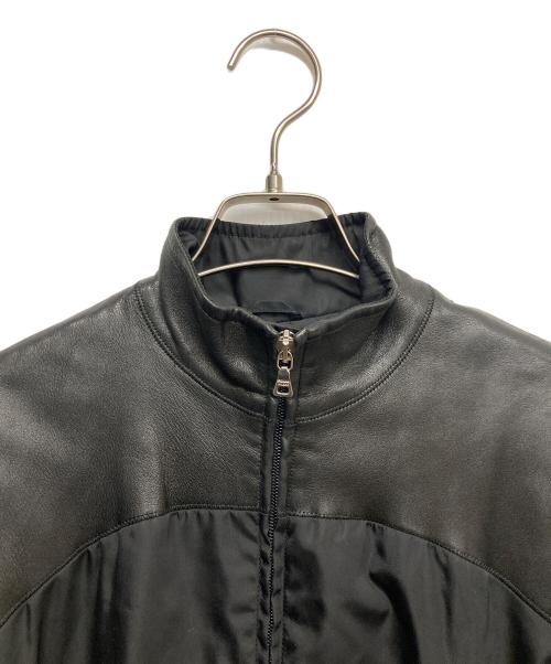 PRADA（プラダ）PRADA (プラダ) ナイロンコンビレザーコート ブラック サイズ:42の古着・服飾アイテム