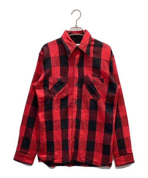 THE FLAT HEAD（ザ・フラットヘッド）THE FLAT HEAD (ザ・フラットヘッド) ネルシャツ ブラック×レッド サイズ:38の古着・服飾アイテム