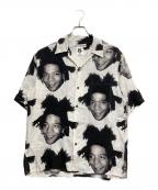 WACKO MARIAワコマリア）の古着「JEAN MICHEL BASQUIAT S/S HAWAIIAN SHIRT」｜ホワイト×ブラック