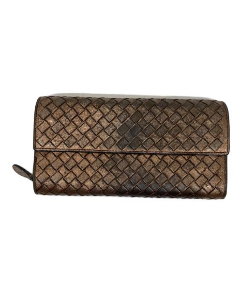 BOTTEGA VENETA（ボッテガベネタ）BOTTEGA VENETA (ボッテガベネタ) イントレチャート・コンチネンタルウォレット ブラウンの古着・服飾アイテム