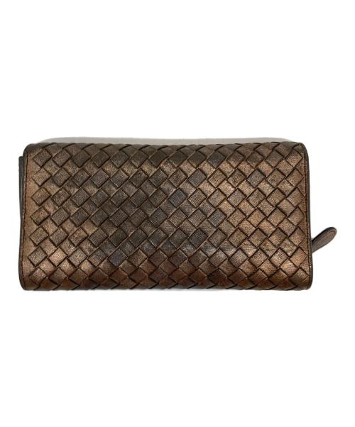 BOTTEGA VENETA（ボッテガベネタ）BOTTEGA VENETA (ボッテガベネタ) イントレチャート・コンチネンタルウォレット ブラウンの古着・服飾アイテム