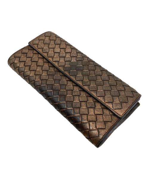 BOTTEGA VENETA（ボッテガベネタ）BOTTEGA VENETA (ボッテガベネタ) イントレチャート・コンチネンタルウォレット ブラウンの古着・服飾アイテム