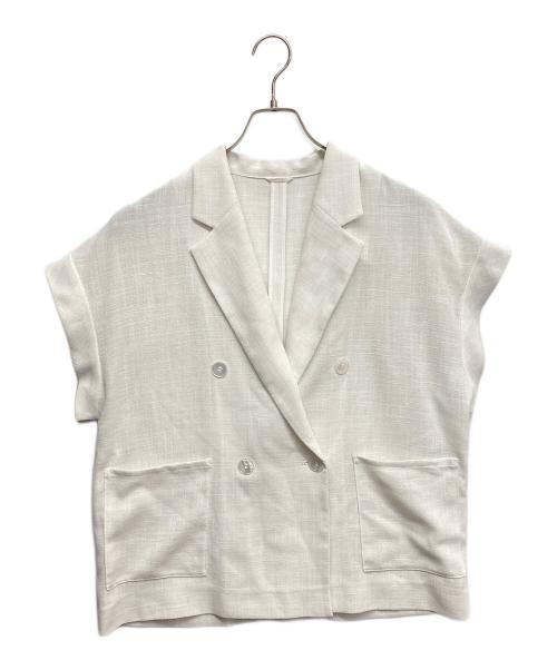 ANAYI（アナイ）ANAYI (アナイ) カラミリネンライクフレンチスリーブ ジャケット ホワイト サイズ:36の古着・服飾アイテム
